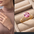 Pink Square Solitaire Ring