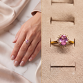 Pink star solitaire ring