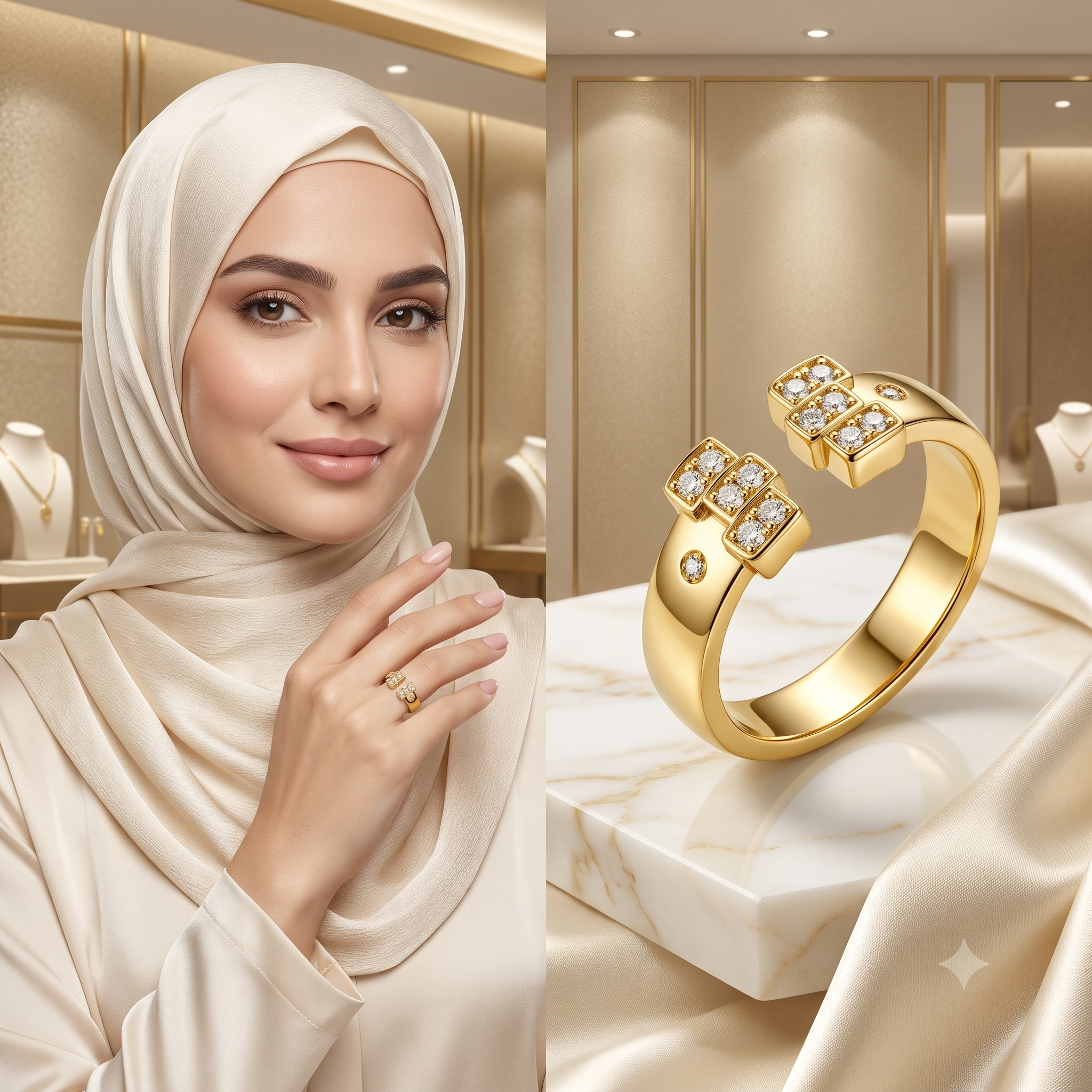 خاتم المكعبات الهندسية المرصع