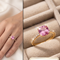 Purple square solitaire ring