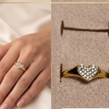 Ring, small studded heart