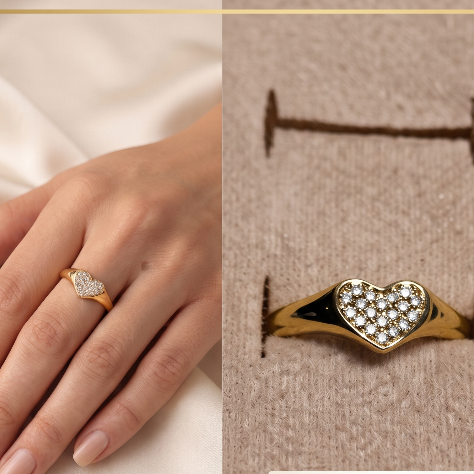 Ring, small studded heart